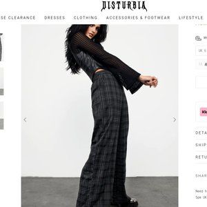 Wide leg trouser Black and grey checkered; Disturbia Brand size 4US 8UK